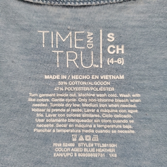 Time And Tru Blue Sleeveless Tank Top Size S - Picture 6 of 6